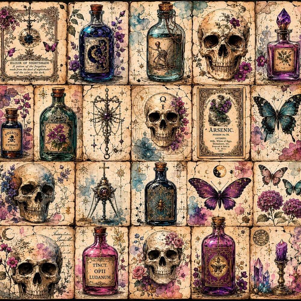 8 X 8 Framed Gothic Apothecary Art 9 E 08